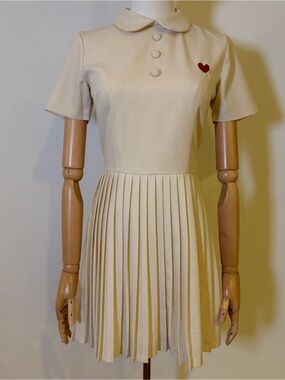 👗 Pomie Studio Girl’s Cream Pleated Dress (Size XS)